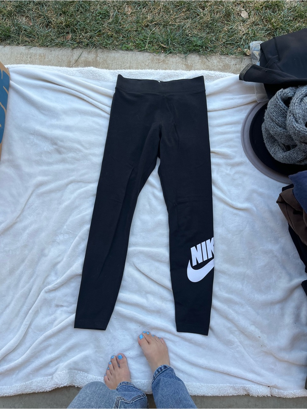 Nike Black Leggings with White Logo for Kids
